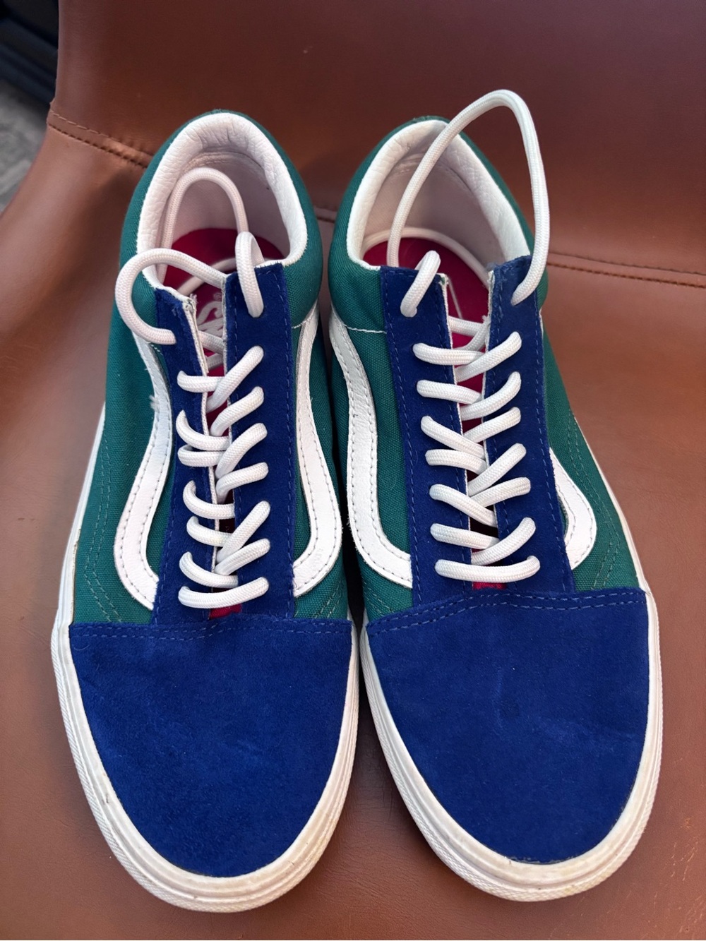Vans Low-Top Sneakers in Red, Blue, Green & White